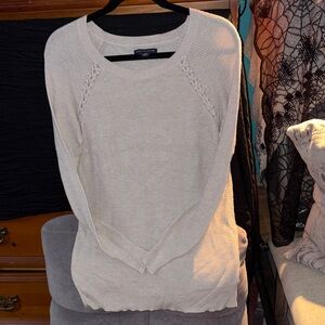 American Eagle Outfitters Cream Crew Neck Sweater